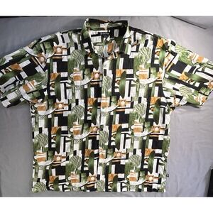 Stacy Adams Button Up Short‎ Sleeve Geometric Pattern Men's Shirt 4X
